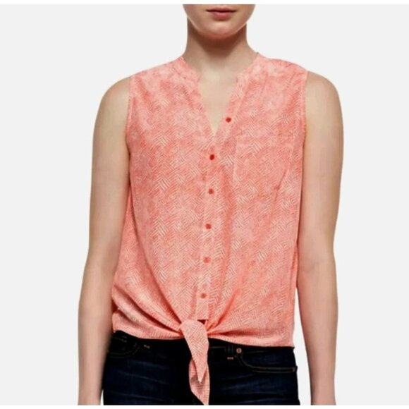 Joie Edalette Silk Tie Front Sleeveless Button Up Tank Orange‎ Size XS - Picture 1 of 12
